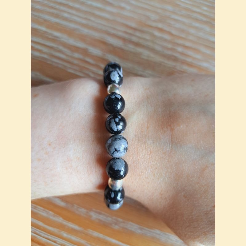 Bracelet en obsidienne flocon de neige Bracelet en obsidienne flocon de neige