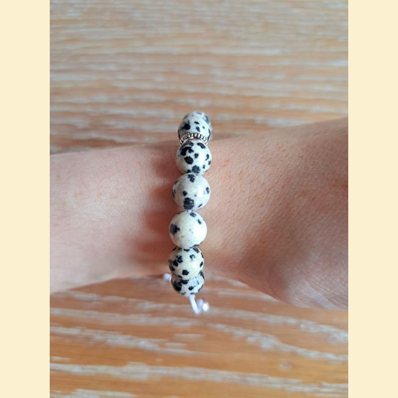 Bracelet en jaspe dalmatien Bracelet en jaspe dalmatien