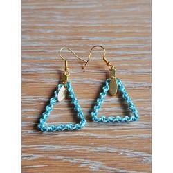 Bermudes en macramé blanc et turquoise