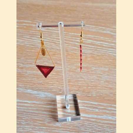 Boucle d'oreilles Bermude and co "perles d'Asie tissées" rouges