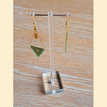 Boucle d'oreilles Bermude and co "perlesd'Asie tissées" vertes