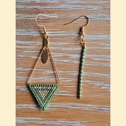 Boucle d'oreilles Bermude and co "perlesd'Asie tissées" vertes
