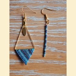 Boucle d'oreilles Bermude and co "perles d'Asie tissées" bleues