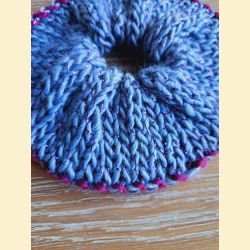 Chouchou rose et gris brillant