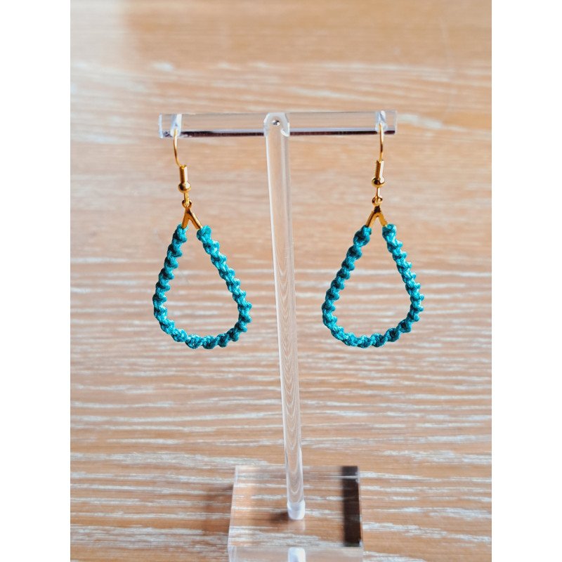 Gouttelettes en macramé turquoise foncé