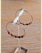 Boucle d'oreilles Anneaux "minéral étincelant " jaspe mokaïtes