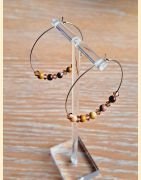 Boucle d'oreilles Anneaux "minéral étincelant " jaspe mokaïtes