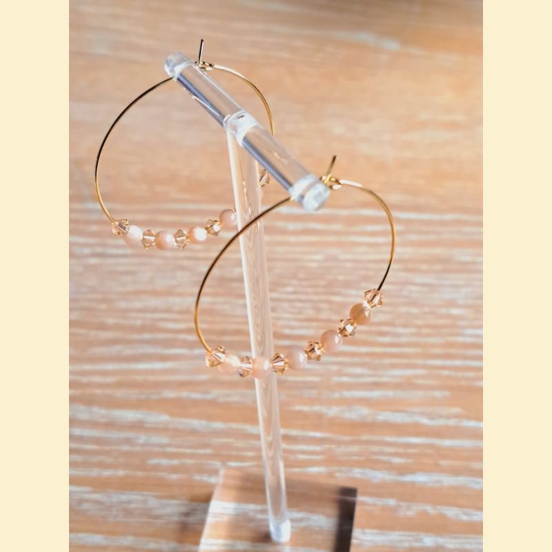 Boucle d'oreilles Anneaux "minéral étincelant " pierre de soleil