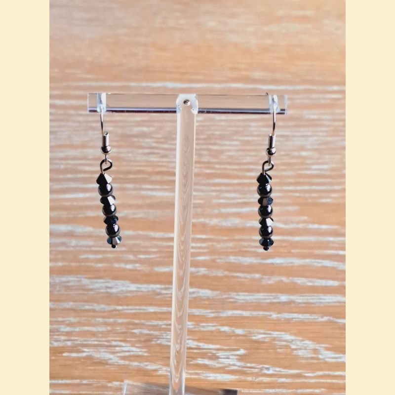 Boucle d'oreilles Chute de pierre et de cristal hématite