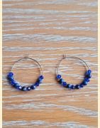 Boucle d'oreilles Anneaux "minéral étincelant" Lapis-lazuli