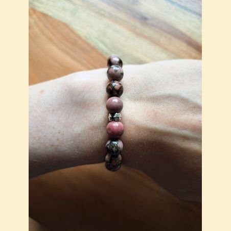 Bracelet black line rhodonite