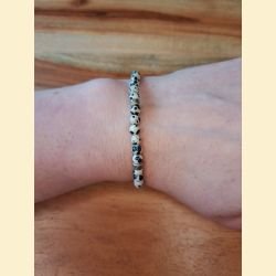 Bracelet "minéral fin" jaspe dalmatien