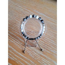 Bracelet en howlite et obsidienne flocon de neige