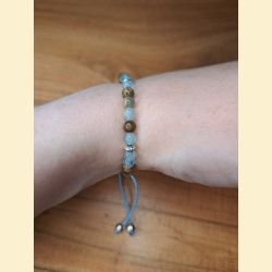 Bracelet "minéral fin" en calcite bleue
