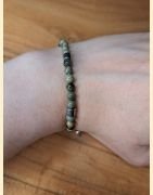 Bracelet "minéral fin" en jaspe feuille d’argent