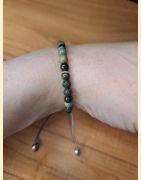 Bracelet "minéral fin" en jaspe feuille d’argent
