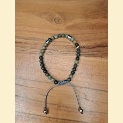 Bracelet "minéral fin" en jaspe feuille d’argent