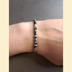 Bracelet "minéral fin" obsidienne flocon de neige