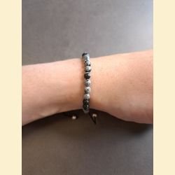 Bracelet "minéral fin" obsidienne flocon de neige