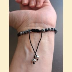 Bracelet "minéral fin" obsidienne flocon de neige