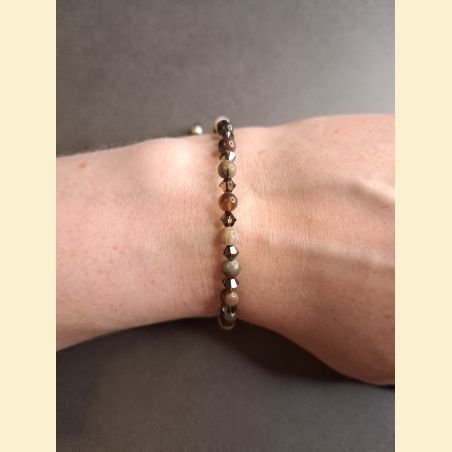 Bracelet "minéral et cristal" agate fossile