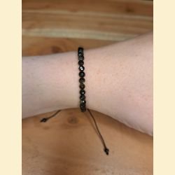 Bracelet "minéral étincelant" obsidienne dorée