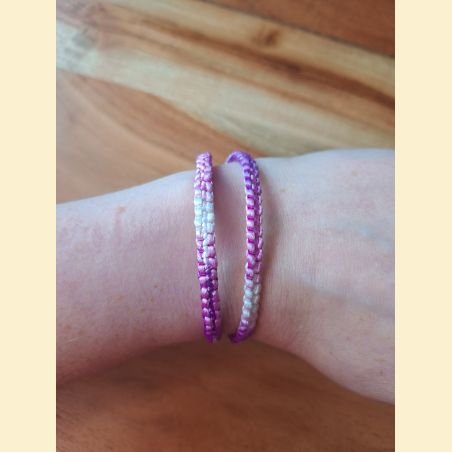 Manchette macramé mauve