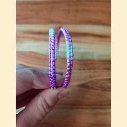 Manchette macramé mauve
