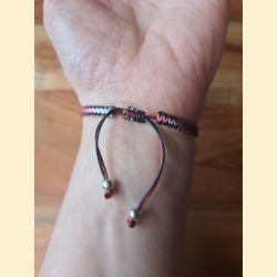 Bracelet macramé rouge, noir et blanc