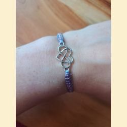 Bracelet macramé mauve métallisé
