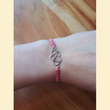 Bracelet macramé rose métallisé