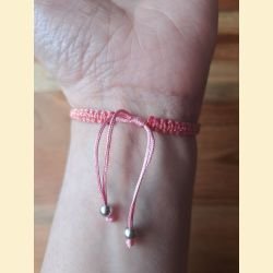 Bracelet macramé rose métallisé
