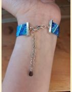 Bracelet manchette tissage de perles d'Asie bleu