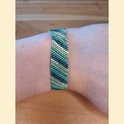 Bracelet manchette tissage de perles d'Asie turquoise