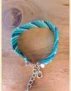 Bracelet manchette tissage de perles d'Asie turquoise