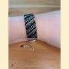 Bracelet manchette tissage de perles d'Asie noir