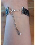 Bracelet manchette tissage de perles d'Asie noir