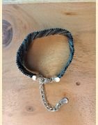 Bracelet manchette tissage de perles d'Asie noir