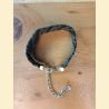 Bracelet manchette tissage de perles d'Asie noir