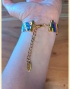 Bracelet manchette tissage de perles d'Asie arc-en-ciel