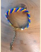 Bracelet manchette tissage de perles d'Asie arc-en-ciel
