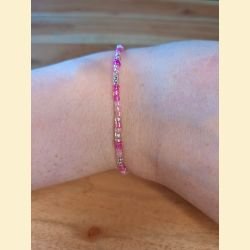 Bracelet rocailles roses