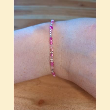 Bracelet rocailles roses