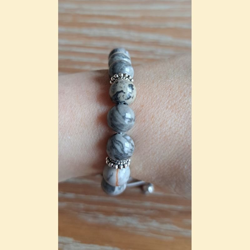 Bracelet en jaspe gris Bracelet en jaspe gris