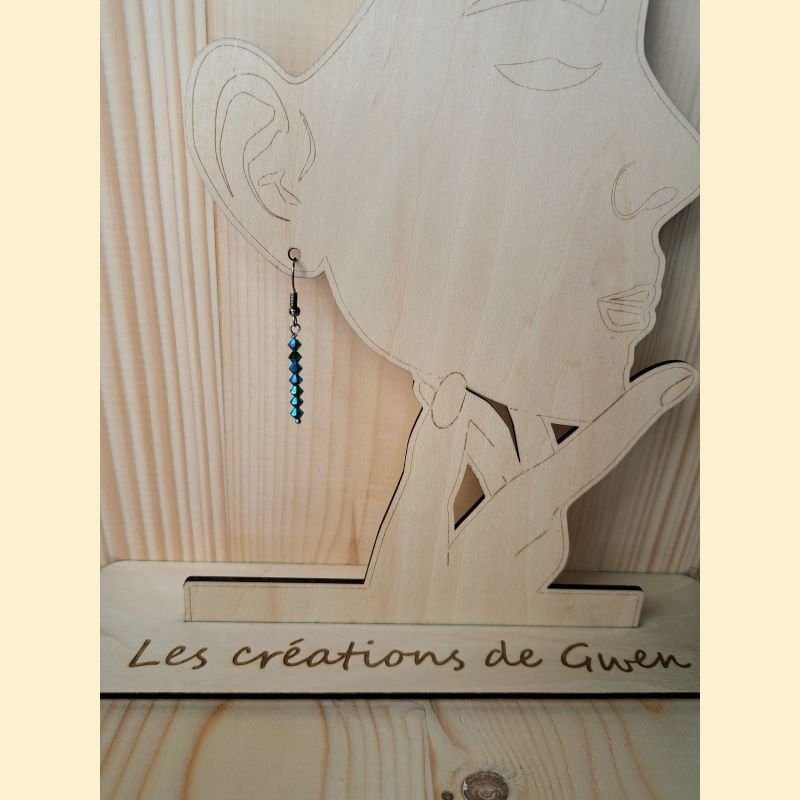 Boucle d'oreilles Chute de cristal bleu-vert