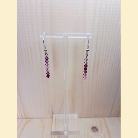 Boucle d'oreilles Chute de cristal rose