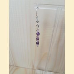 Boucle d'oreilles Chute de pierre et de cristal améthyste