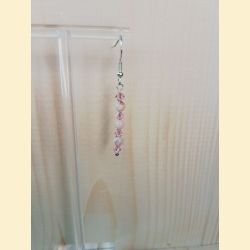 Boucles d'oreilles Chute de pierre et de cristal opale rose