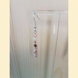 Boucles d'oreilles Chute de pierre et de cristal opale rose