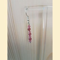 Boucles d'oreilles Chute de pierre et de cristal rhodonite